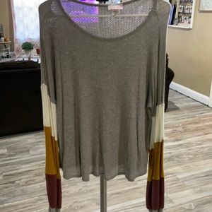 Waffle knit long sleeve